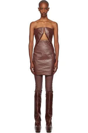 Rick Owens Brown Porterville Prong Minidress