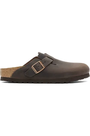Birkenstock Brown Narrow Boston Oiled Leather Clogs