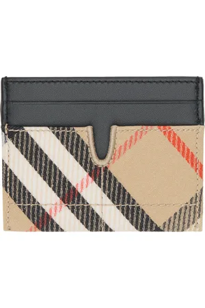 Burberry Beige & Black Check Snip Card Holder