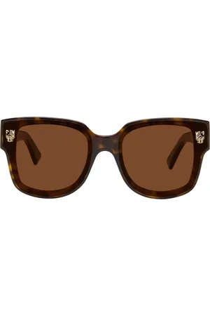 Cartier Brown & Black Panthère Wayfarer Acetate Sunglasses