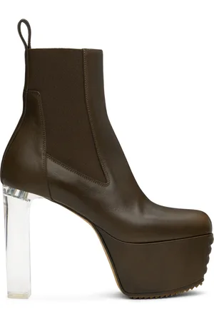 Rick Owens Khaki Porterville Minimal Grill Beatle 65 Chelsea Boots