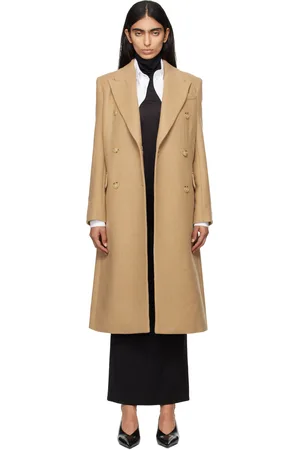 HUGO BOSS Beige Long-Length Twill Coat