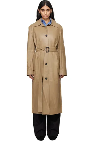 Totême Tan Belted Long Leather Coat