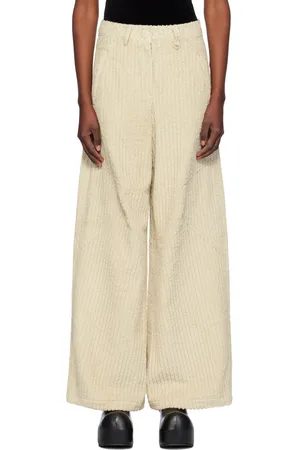 OPEN YY Beige Corduroy Wide-Leg Trousers