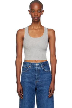 ÉTERNE Gray Square Neck Tank Top