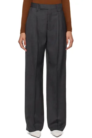 MARIA MCMANUS Gray Wide Leg High Rise Trousers