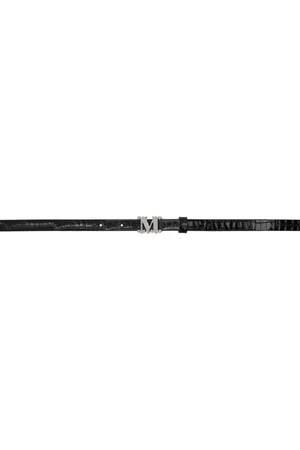 Max Mara Black Crocodile-Print Leather Monogram Belt