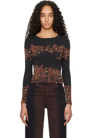 ECKHAUS LATTA Black & Brown Lapped Baby Crewneck T-shirt