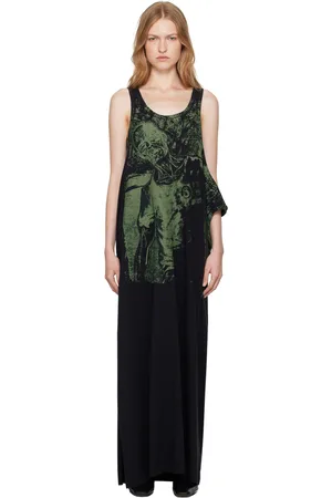 Maison Margiela Black & Green Basic Jersey Maxi Dress