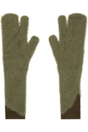Maison Margiela Green Furry Worn Out Mitts