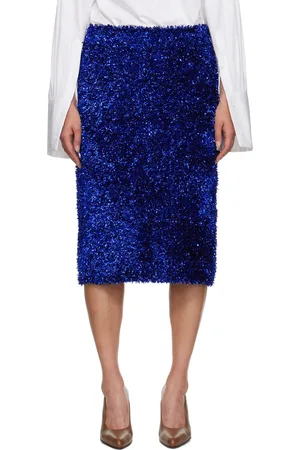 DRIES VAN NOTEN Blue Tinsel Midi Skirt