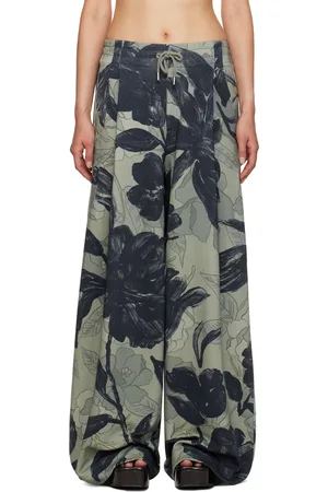 DRIES VAN NOTEN Green Loose Sweatpants