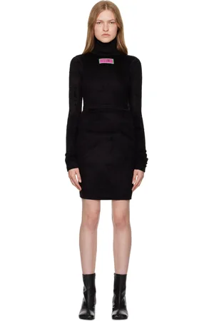 Maison Margiela Black Furry Jersey Minidress