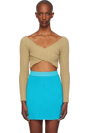 Isa Boulder Beige Crossed Sleeves Sweater