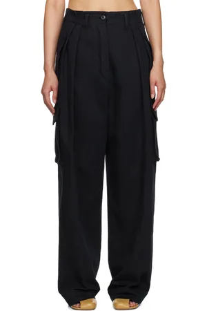 DRIES VAN NOTEN Black Gabardine Cargo Pants