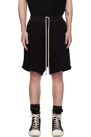 Rick Owens Black Porterville Jersey Trucker Cut Off Shorts