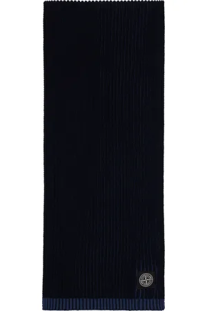Stone Island Navy Knitted Badge Scarf
