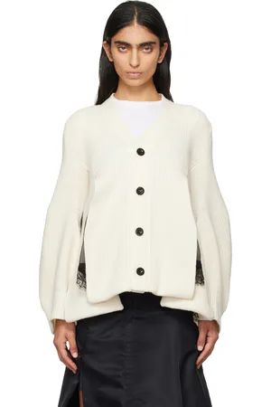 SACAI Off-White Wool Knit Cardigan