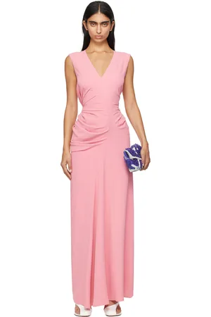 DRIES VAN NOTEN Pink Long Draped Maxi Dress