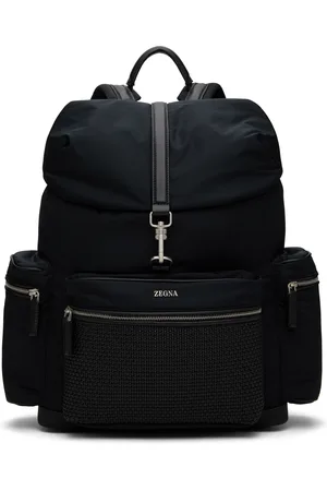 Ermenegildo Zegna Black Technical Fabric & PELLETESSUTA Leather Backpack