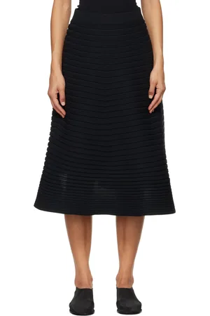 PLEATS PLEASE ISSEY MIYAKE Black Bounce Knit Midi Skirt