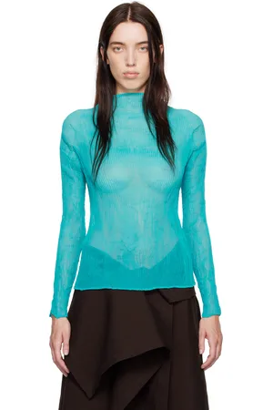 Issey Miyake Blue Chiffon Twist 2 Turtleneck