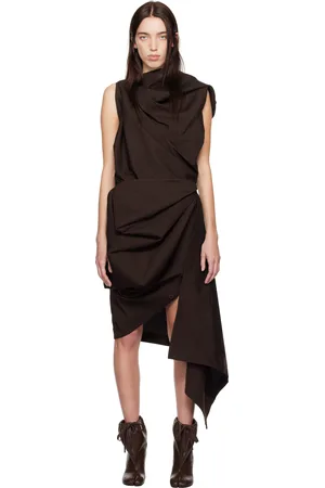 Issey Miyake Burgundy Enclothe Washi & Wool Maxi Dress