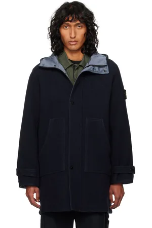 Stone Island Navy 71330 Wool Nylon Panno Double Coat