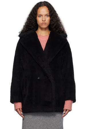 Max Mara Black Olga Short Faux-Fur Coat