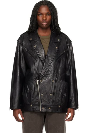 R13 Black Elongated Motorcycle Leather Jacket