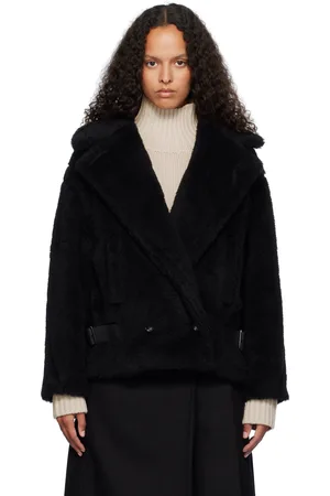Max Mara Black Radice Faux-Fur Coat