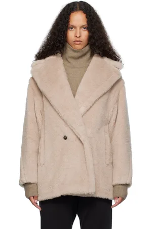 Max Mara Beige Olga Short Faux-Fur Coat