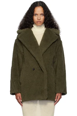 Max Mara Khaki Olga Short Faux-Fur Coat