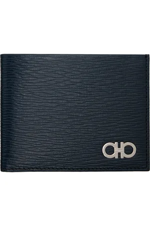 Salvatore Ferragamo Navy Gancini ID Window Wallet