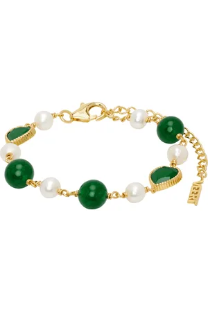 Veert Gold & Green Onyx Freshwater Pearl Bracelet