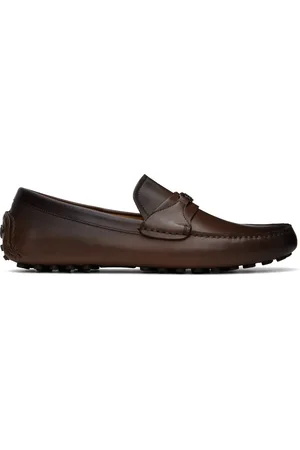 Salvatore Ferragamo Brown Gancini Ornament Driver Loafers