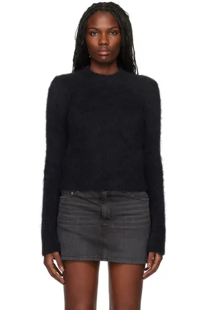 Ami Black Alpaca Mohair Brushed Sweater