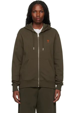 Ami Brown Ami de Coeur Zipped Hoodie