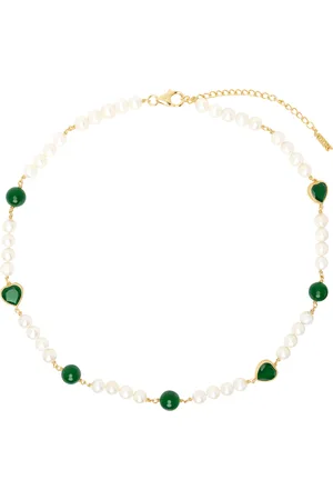 Veert White & Gold Onyx Freshwater Pearl Necklace