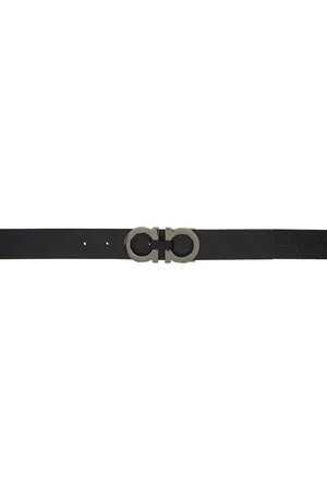 Salvatore Ferragamo Black & Brown Adjustable Gancini Reversible Belt