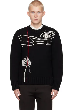 Salvatore Ferragamo Black Embroidered Crewneck Sweater