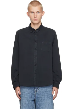 Sunspel Black Button-Down Denim Shirt