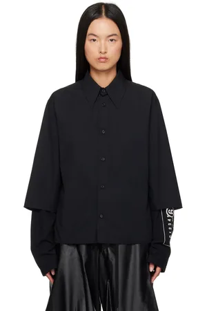Maison Margiela Black Cotton Poplin Long-Sleeved Shirt