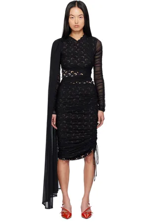 Marine Serre Black Jersey Draped Midi Dress