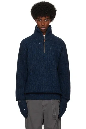 Hyein Seo Navy Troyer Knit Sweater & Gloves Set