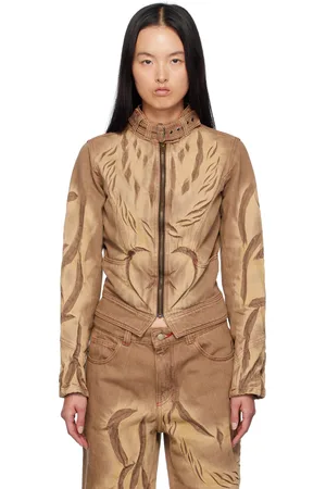 Masha Popova SSENSE Exclusive Brown Chain Racing Denim Jacket