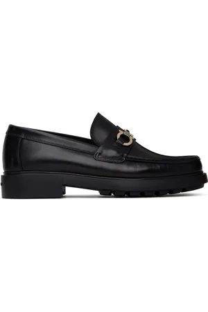 Salvatore Ferragamo Black Gancini Ornament Loafers
