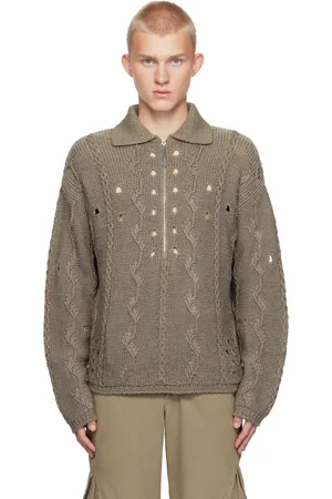 ROA Gray Cable Knit Polo