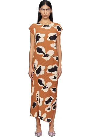 Issey Miyake Brown Vigor Pleats Maxi Dress