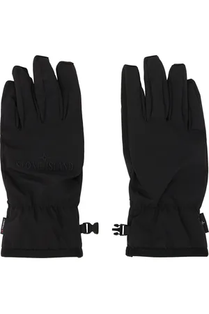 Stone Island Black Embroidered Gloves